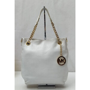 Michael Kors White Pebbled Leather Chain Strap Shoulder Bag